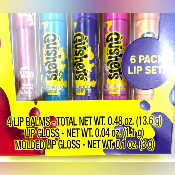 1 x 6pc Set Taste Beauty Gushers Candy Flavored Lip Balms and Liquid Lipgloss - Picture 2 of 6